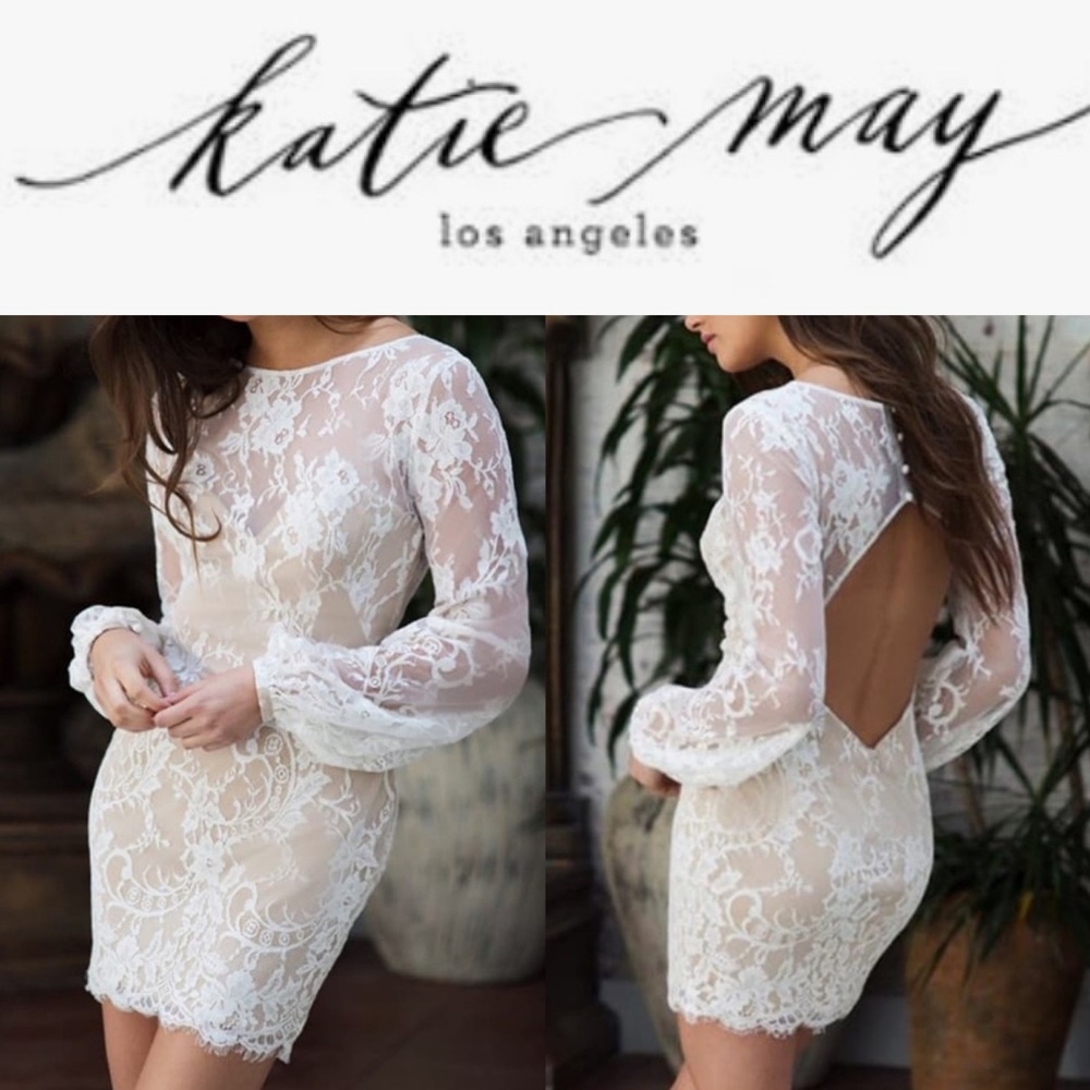 Katie May Britney Lace Long Sleeve Mini Dress